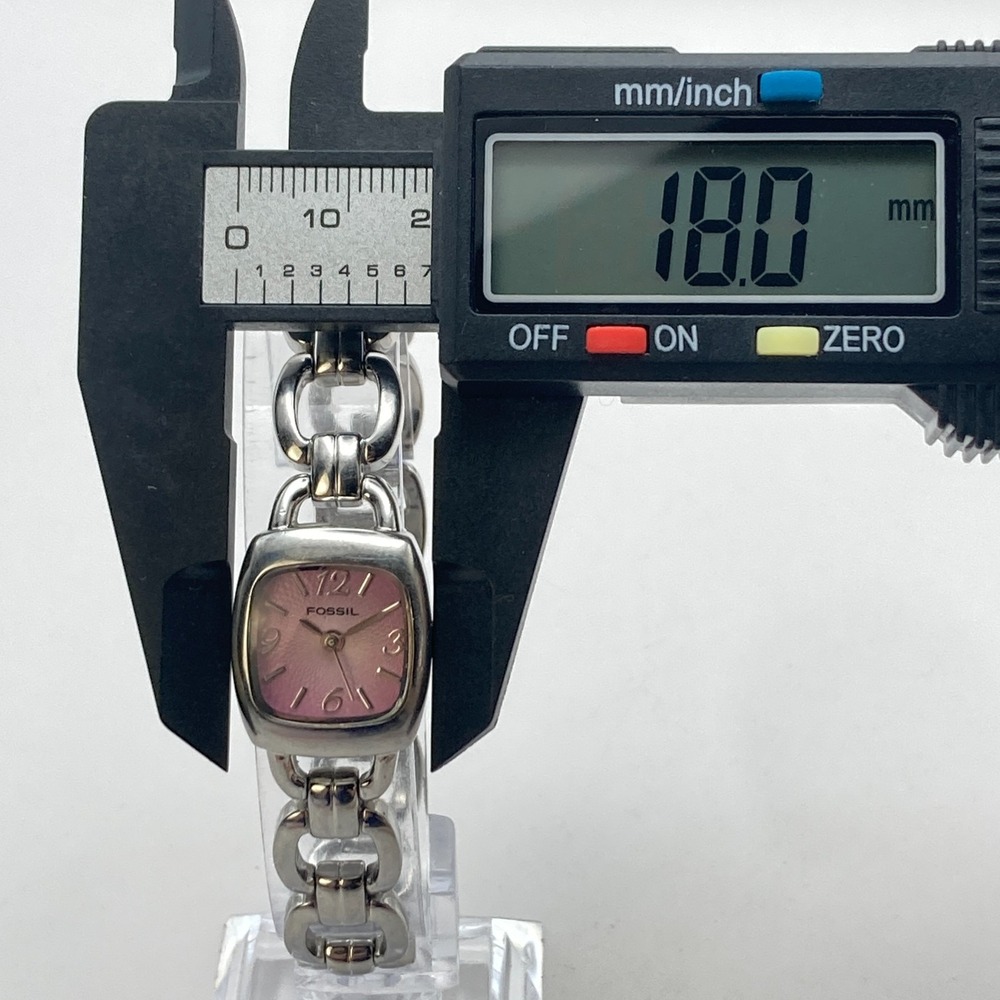 Fossil F2 Women's Watch 18mm Silver Tone Pink Dial w/Extenders New Battery 6.75" - Picture 9 of 16